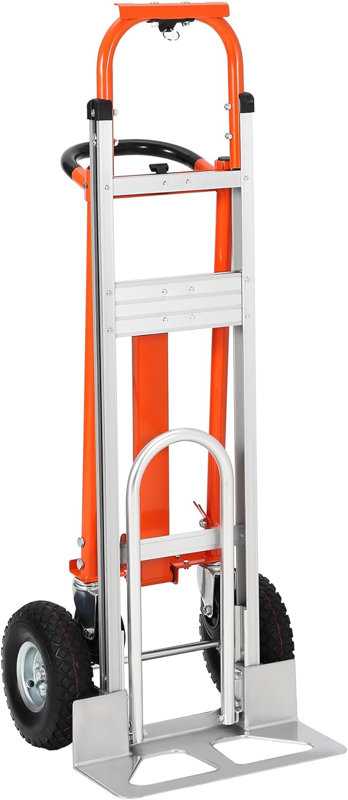 3 in 1 Convertible Hand Truck Dolly, 770 LBS Load Capacity Folding Cart with Wheels, Elastic Straps, Aluminum Collapsible Dolly Cart for Home, Warehouse, Supermarket, Office
