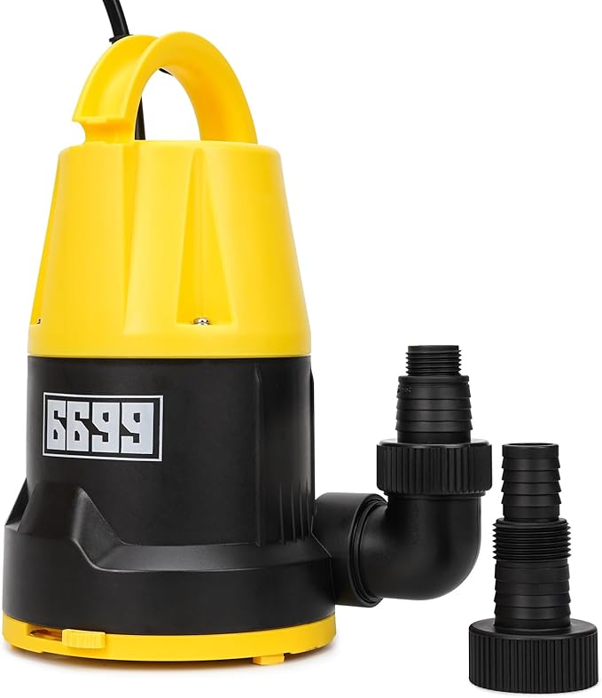 Submersible Sump Pump 1HP Portable Water Pump 5000GPH Drain Water for Pool Pond Hot Tub Flooded House High Flow/Low Water Level Mode Adjustable