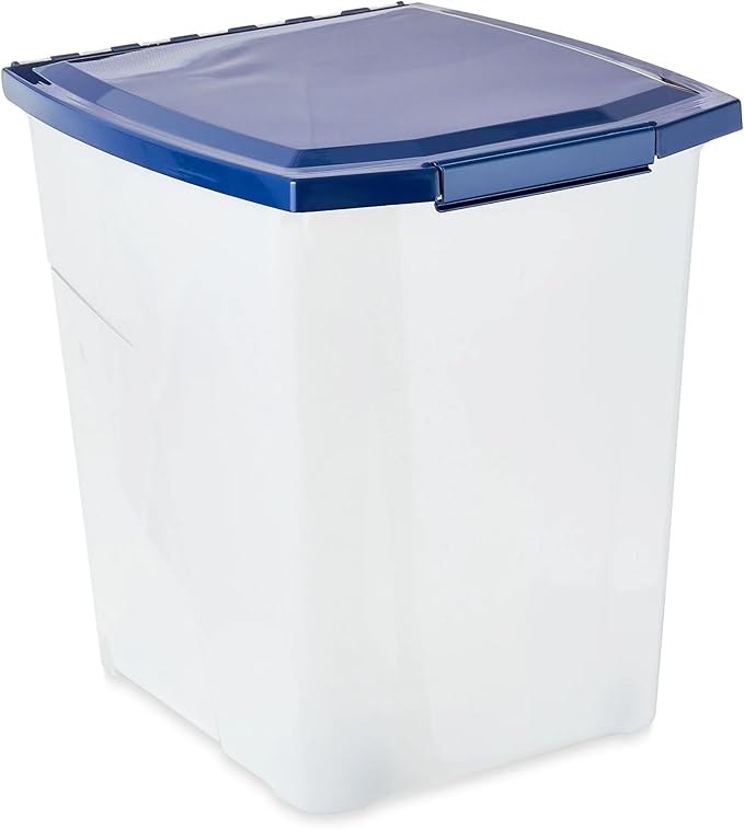 Airtight Plastic Pet Food Storage Container with Secure Locking Lid - 25 lb Capacity