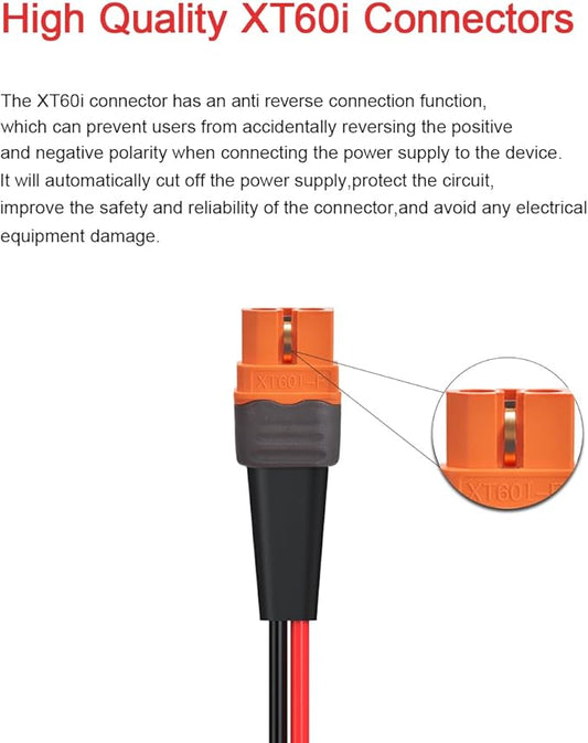 12AWG 50FT Solar to XT60i Cable 2 10 25 35 50 75 100FT Solar Connector to XT60i Adapter Cable for Portable Power Station (50FT)