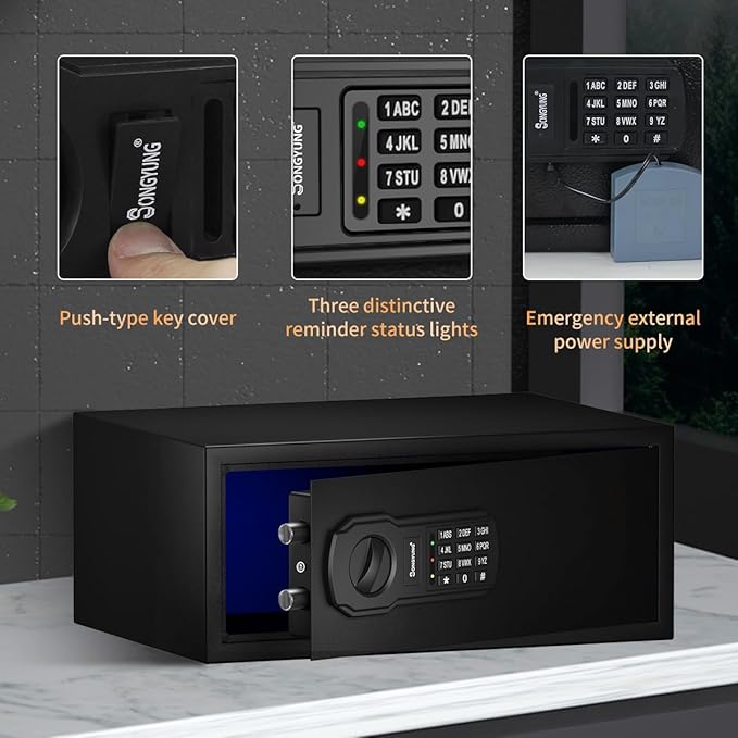 Fire Resistant Safe Box with Fireproof Waterproof Bag and Sensor Light,0.7 Cubic Feet Money Safe with Emergency External Power Supply,Electronic Digital Security Safe