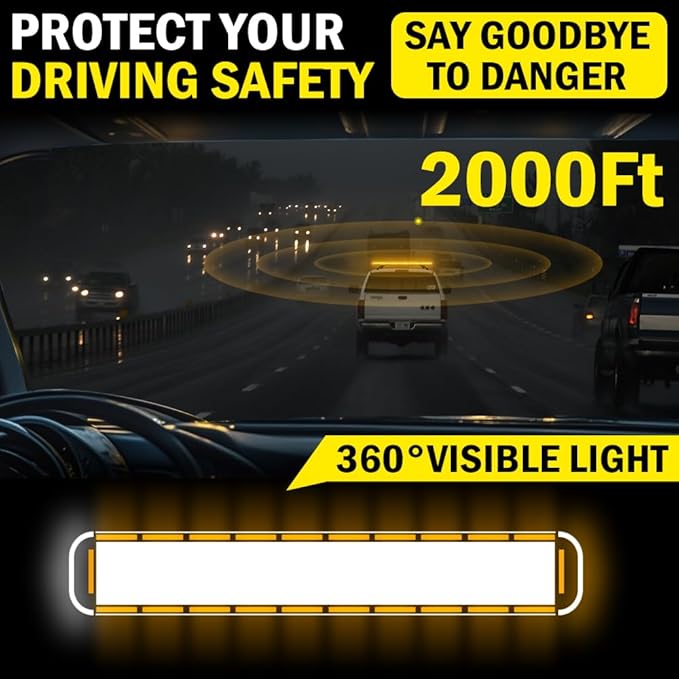 ASPL 46 inch 220 LED Rooftop Low Profile Strobe Light Bar Emergency Warning Beacon Car Hazard Flashing Construction Roof Lights Bars for Trucks Tow Automotive Construction Vehicle (Amber
