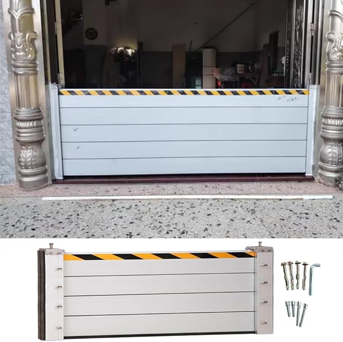 Flood Control Barrier Aluminum Baffle, Water Barriers for Flooding Reusable, Homes Door Garage Doorway Flood Prevention Barriers, Small Commercial Subway Stations Unit Module Design(H 2.6ft(80