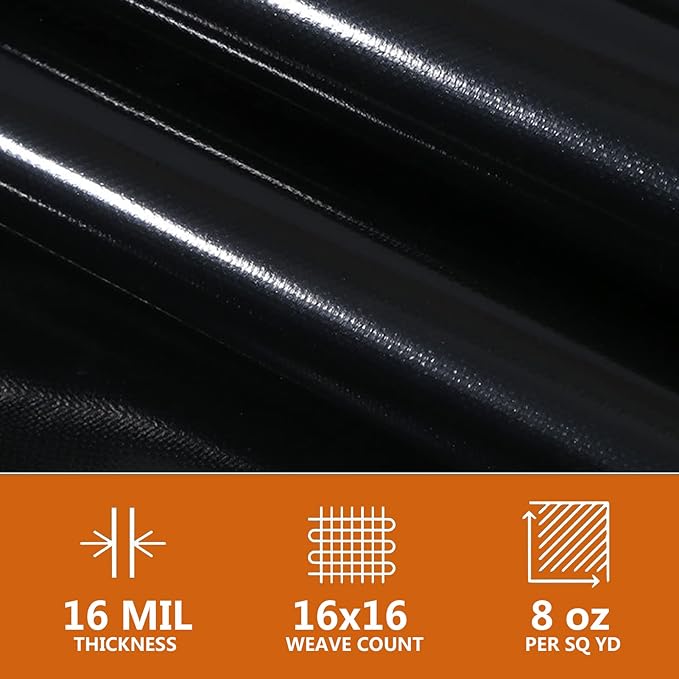 TEZONG Tarps Heavy Duty Waterproof 12x12ft,Black Plastic Tarps Large Multipurpose Outdoor Tarp Cover Thick Poly Tarpaulin 16MIL for Emergency Rain or Sun, Roof, Patio Furniture, Firewood, Canopy