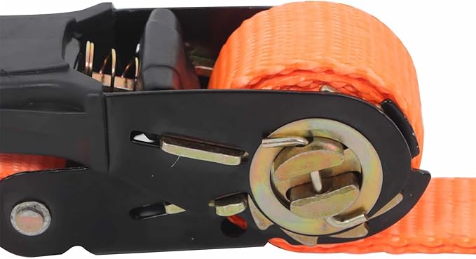 findmall 2Pcs 4Ft Ratchet Strap 1 Inch Fracture Strength 2400Lbs Orange S Hooks Tie Down Straps for Moving Motorcycle, Appliances, Equipment