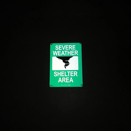 TRADESAFE Severe Weather Shelter Area Sign - Storm Shelter Sign, Quick Install, Light Reflective, UV-Resistant, Waterproof, 10” X 14” Aluminum Safety Signs for Business