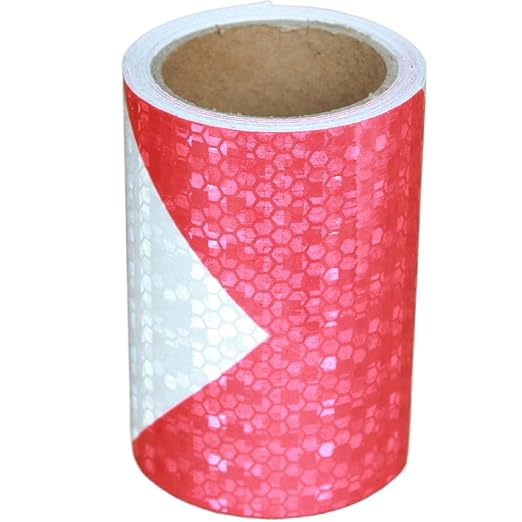 Reflective Tape Red and White 4 inch, Outdoor Waterproof Hazard Conspicuity Warning Industrial Marking Tape (11 feet)
