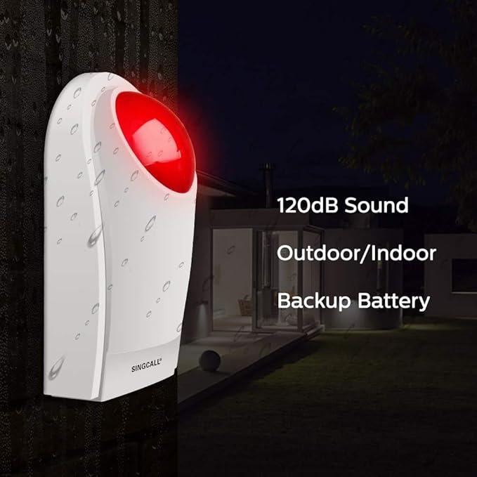 Strobe Siren Panic Alarm Button Siren Alarm with Light for Home Caring Loud Outdoor SOS Alert System 2 Red Flashing Siren and 4 Emergency Button for Store Hotel Jewelry Shop Security