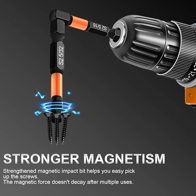 20PCS Premium Hex Bit Set, Impact Allen Wrench Drill Bit Set (Metric&SAE), 1/4” Hex-Shank S2 Alloy Steel Key Drill Bit Set with Magnetism, CNC Machined Tips, 2" Long with Storage Box