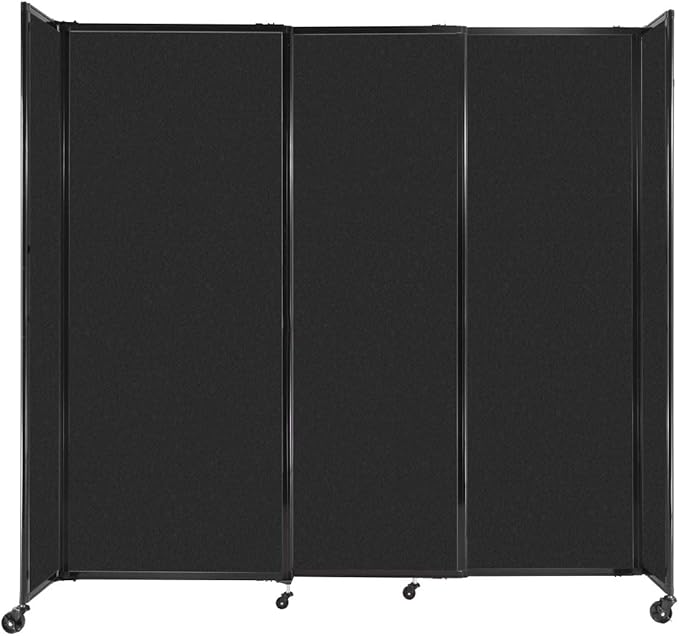 Versare Straightwall Sliding Portable Wall Partition | Freestanding Office Dividers | Locking Wheels | Temporary Room Separator | 7'2" Wide x 6'10" Tall Black SoundSorb Panels