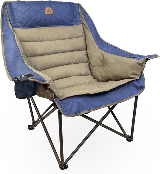 Black Sierra Deluxe Padded Camping Chair for Sports & Outdoors, Oversize XL Outdoor Folding Chair Supports 400 lbs, Heavy Duty Seat w/Dual Cup Holders/Carry Bag Perfect for RV, Tailgating, Glamping