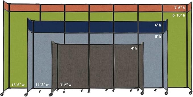 Versare Straightwall Sliding Portable Wall Partition | Freestanding Office Dividers | Locking Wheels | Temporary Room Separator | 15'6" Wide x 6'10" Tall Blue SoundSorb Panels