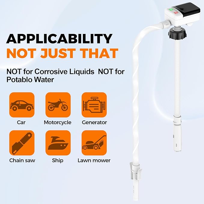 Fuel Transfer Pump with Auto Stop Sensor Overfill Protection, 3.2 GPM Portable Automatic Fuel Transfer Pump Kit with 4 Tank Adapter, Portable Gas Pump for Oil, Diesel, Gasoline Black