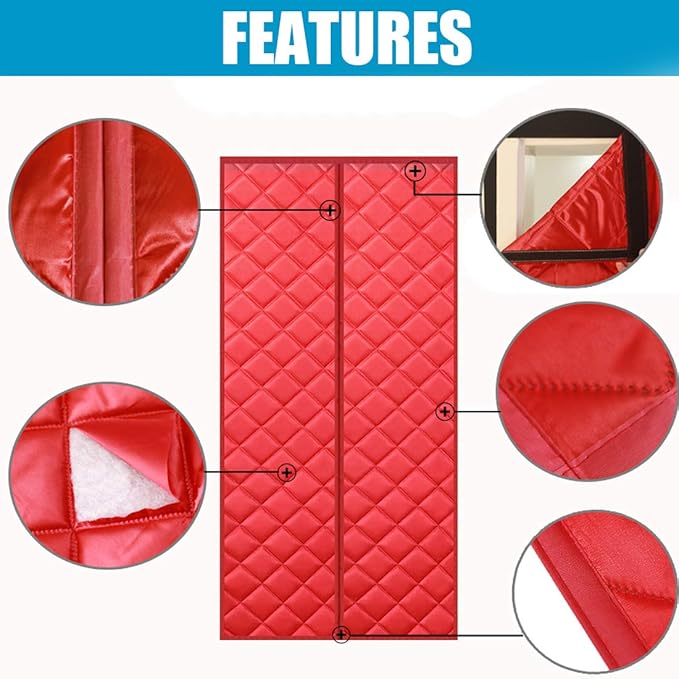 Magnetic Thermal Insulated Blackout Door Curtain Storm Wind Fleece Insulation Curtian Magnetic Screen Door with Thermal and Insulated Waterproof Noise Reduce 39" x 82" Brown