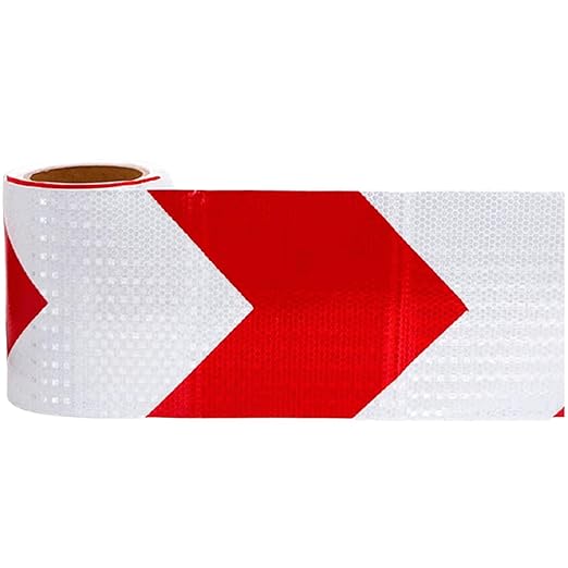 Reflective Tape Red White 12 Inch for Cars, Safety Caution Reflector Strips, Hazard Conspicuity Warning Adhesive Stickers (68 feet)