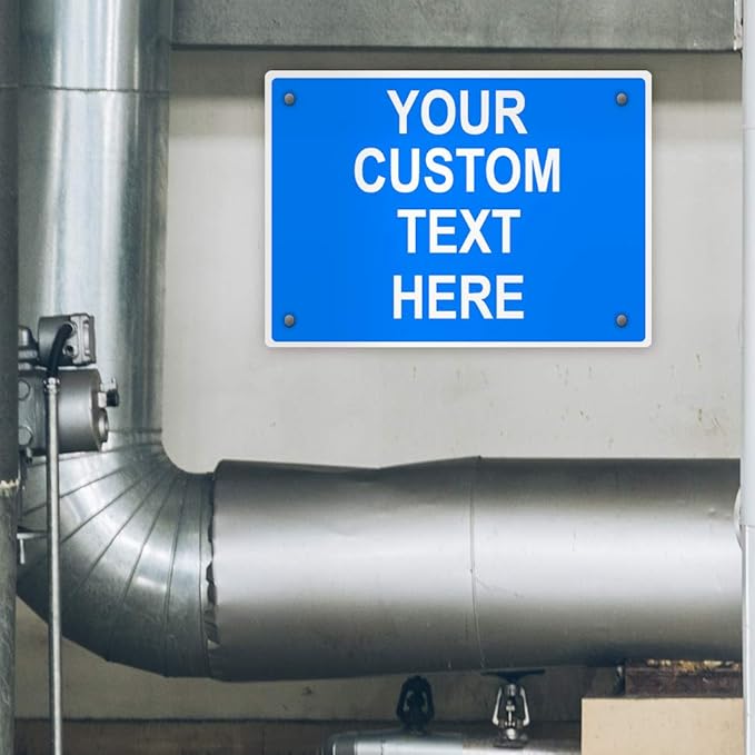 Aluminum Weatherproof Metal Sign Multiple Sizes Custom Personalized Text Here Blue White Notice Travel Horizontal Street Signs 10x7Inches