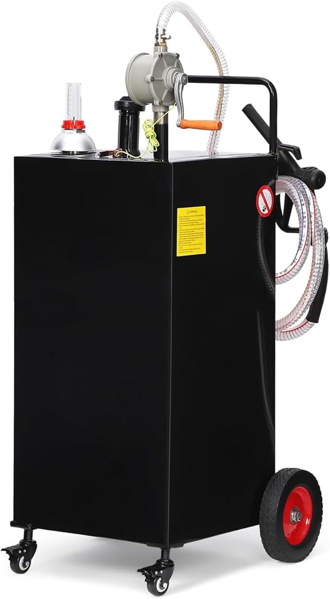 30 Gallon Fuel Caddy with Manual Pump,Portable Gasoline & Diesel Transfer Tank Heavy Duty Tank Gas with 4-Wheel for Cars,Boats