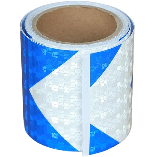 Blue White Reflective Tape Outdoor Waterproof 3 inch, High Visibility Conspicuity Safety Industrial Marking Tape (11 feet)