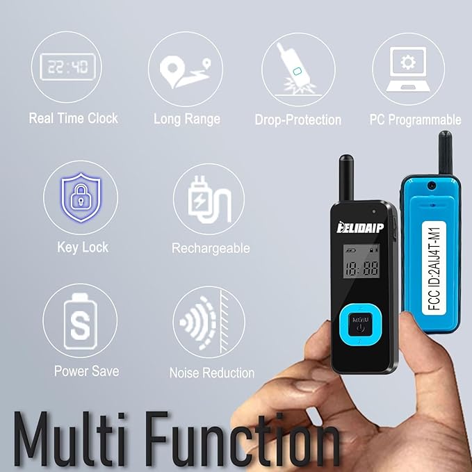 T-M1 Super Mini Walkie Talkies with Headsets Portable Two Way Radio for Adults, Long Range Walkie Talkie for Hotel, Outdoor Sport, Restaurants, Hospital,Supermarket,Hiking,Camping, 3 Pack
