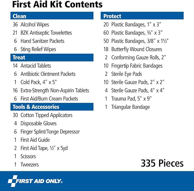 First Aid Only 91247 OSHA-Compliant First Aid Kit, All-Purpose 100-Person Emergency First Aid Kit for Business, Worksite, Home, and Car, 335 Pieces