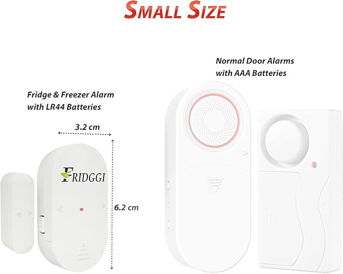 Freezer & Fridge Door Alarm with Delay When Left Open, 60sec, 120sec, 180sec Reminders, Refrigerator Door Ajar Chime (Pack 2)