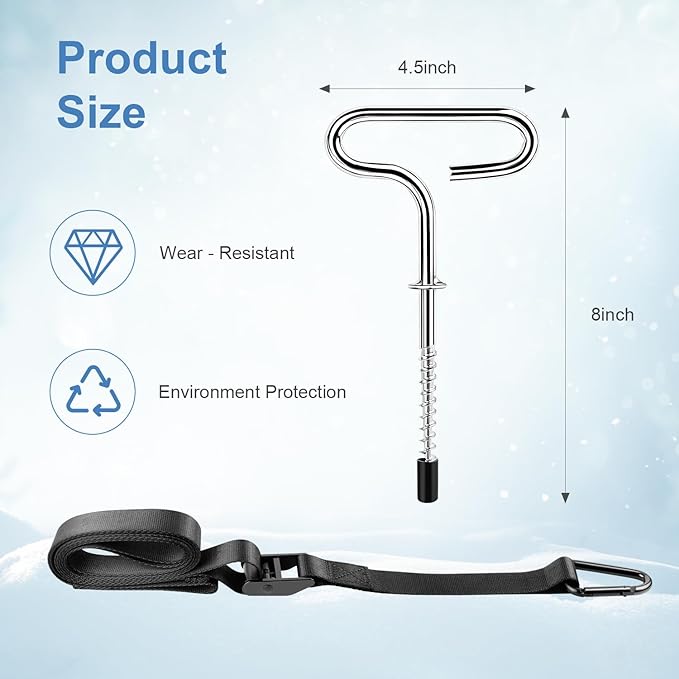 Heavy-Duty Ice Shelter Tie Down Kit with Ice Anchors and Adjustable Cam Straps – Tent Tie Down Kit for Ice Fishing Shelters, Pop Up Tents, Wind Anchoring, Outdoor Camping