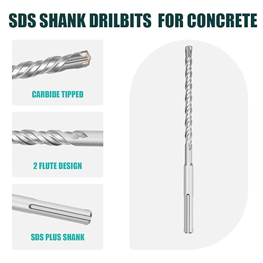 1 in x10.2 in (25 x 260mm) SDS Plus Rotary Hammer Drill Bit, Concrete Drill Bit,Masonry Drill Bit for Concrete, Brick and Cement (Length : 260mm / 10.2 inch, 1 inch （ 25mm)