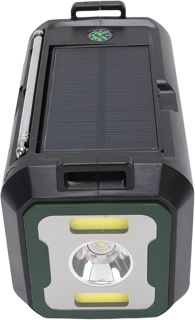 12000mAh Emergency Radio Hand Crank Solar Powered Portable AM FM WB Weather Radio with SOS Alarm Flashlight Compass for Outdoor Camping Survival