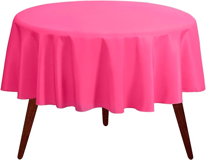 Gee Di Moda Round Tablecloth - 70 Inch Fuchsia Round Table Cloth for 24 to 48 Inch Round Tables - Heavy Duty Washable Fabric - for Buffet Table, Holiday Party, Dinner, Wedding & Baby Shower