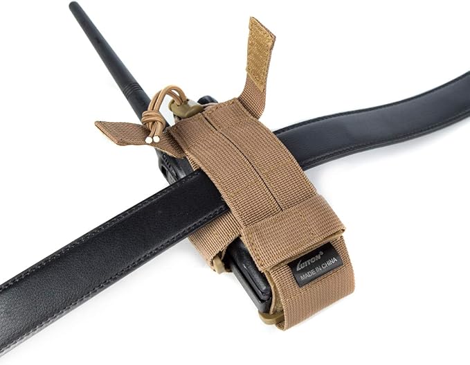 LUITON Tactical Molle Radio Pouch - Heavy Duty Holster Bag for Two-Way Walkie Talkies (Tan)