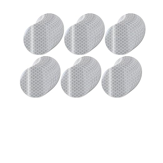 White Reflective Stickers 1-inch Diameter Round Reflector, Outdoor Waterproof High Visibility Warning Adhesive Tape (60 Pcs)