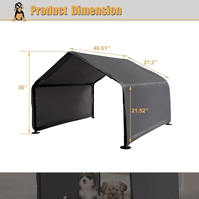 Outdoor Pet Shade Dog Shade Shelter, Versatile Pet Canopy Tent Pet Awning for Dogs, Cats, Small Animals and Livestock, 4'x4'x3' Waterproof, Sun Protection, Grey