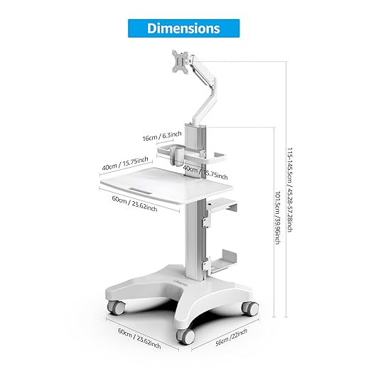 Medical Trolley Cart with Monitor Mount & Oral Scanner Holder – Height-Adjustable Mobile Workstation for Dental Clinics, Hospitals & Beauty Salons