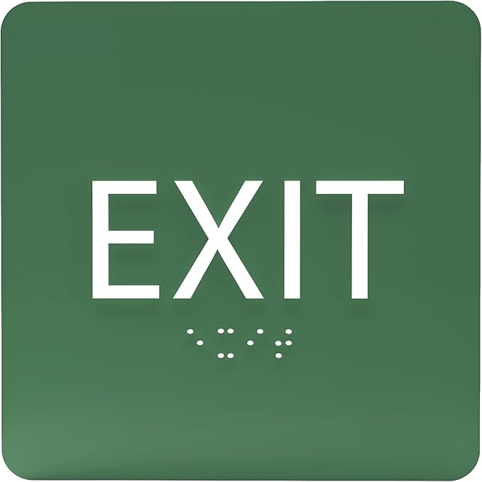 6" X6" Exit Sign - ADA Compliant Tactile Graphics Grade 2 Braille Text Acrylic Wall Signs - Emergency Rescue Safety Door Sign for Schools, Offices, Businesses, and Restaurants