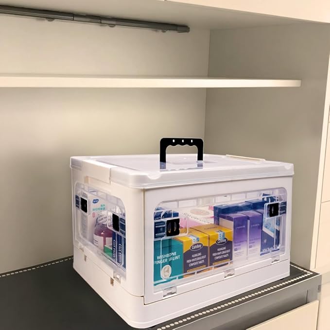 20QT Medicine Organizer Box - Medicine Storage Containers,Medicine Box with Handles Transparent Medicine Containers, Suitable for Home and Office