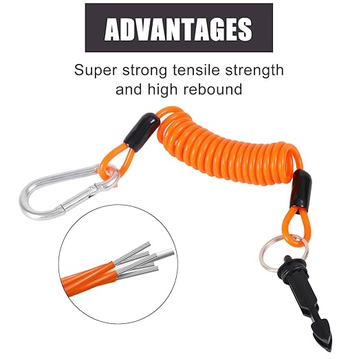 4pcs 183cm/6ft Trailer Breakaway Cable, High Rebound Emergency Brake Cable with Spring Coiled Wire for RV Trailer Towing Emergency Breakaway Switch, RV Camper Accessories (Orange)