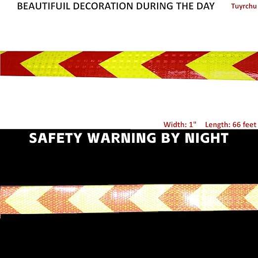 Industrial Reflective Tape 1 inch Wide for Trailer, Outdoor Waterproof High Visibility Safety Warning Adhesive Strips (66 feet)