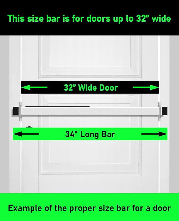 Door Security Bar-by Doorricade-Secure The Entire Width of Your Inward Opening Front Door or Safe Room. fits Doors up to 32" Wide.