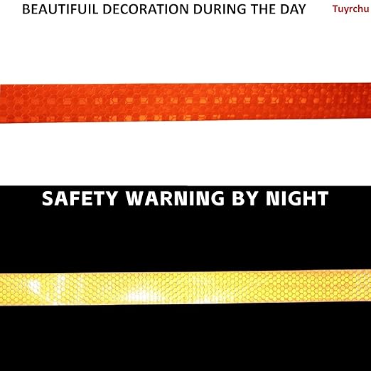 Industrial Reflective Tape Orange 1 inch Wide, Outdoor Waterproof High Visibility Safety Warning Adhesive Strips (66 feet, 10 Rolls)