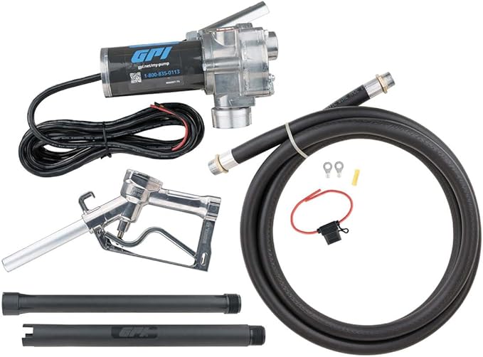 GPI - M-150 Series Fuel Transfer Pump, Manual Shut-Off Unleaded Nozzle, 15 GPM, 12 Volt (110000-107)