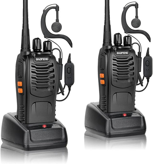 Walkie Talkies Long Range for Adults，radios Rechargeable walkie talkies with Earpieces 2 Way Radios UHF Handheld Transceiver Walky Talky Copy Frequency with Flashlight VOX for Camping Hunting（2 Pack）