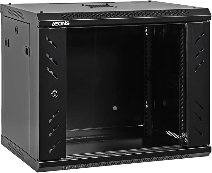 9U Professional Wall Mount Network Server Cabinet Enclosure 19-Inch Server Network Rack Low-Profile Black