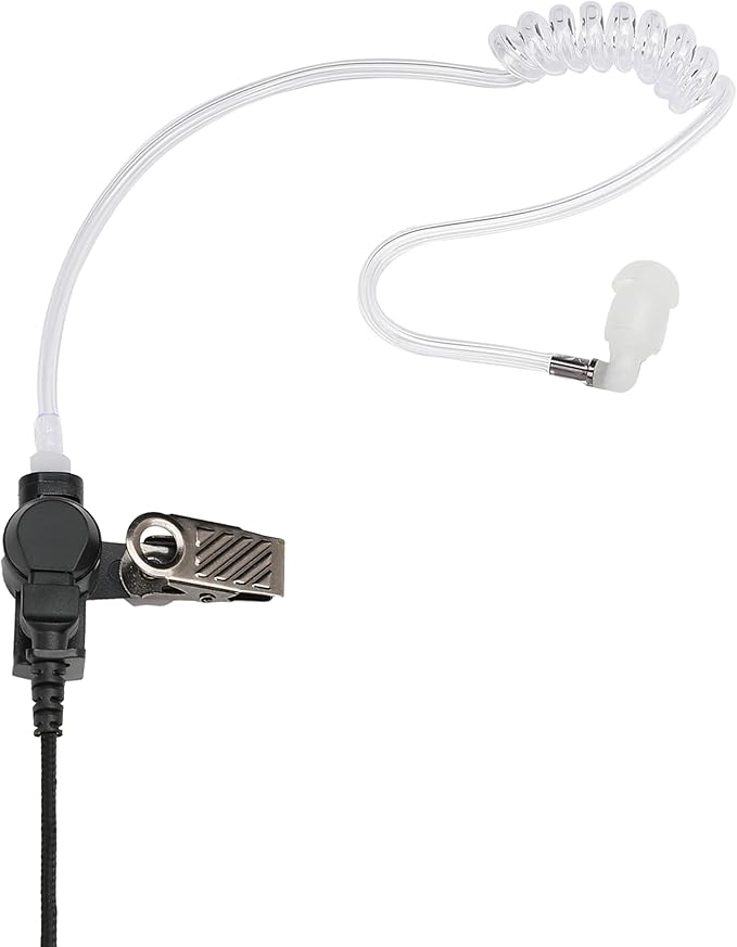 Two Way Radio Earpiece with PTT Compatible with Motorola CLS1110 CLS1410 CP185 CP200 CP200D Walkie Talkie 2 Pin Surveillance Headset with Mic Reinforced Cable (1 Pack)