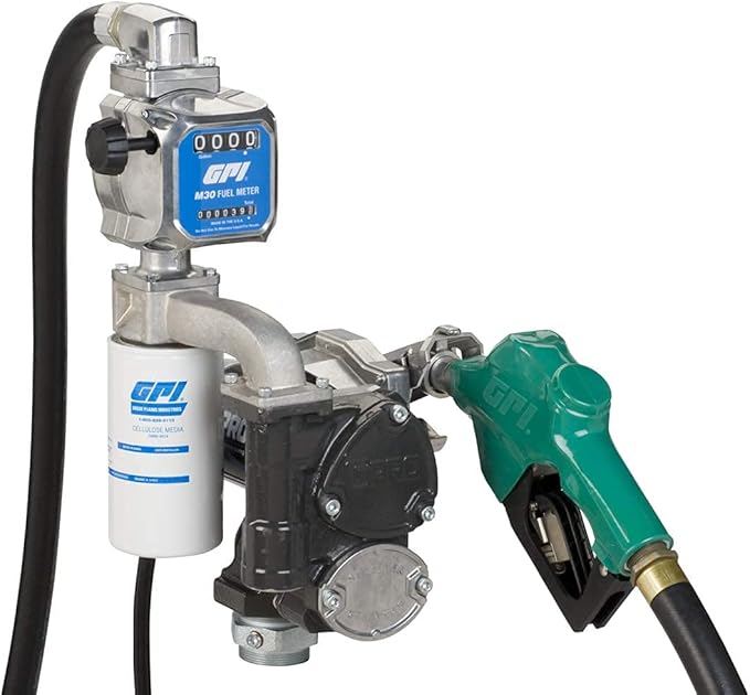 GPRO V25 Fuel Transfer Pump, Automatic Shut-Off Nozzle, 24 Volt, 25 GPM Fuel Pump, 18 ft. Hose, Power Cord, Adjustable Suction Pipe (170001-03)