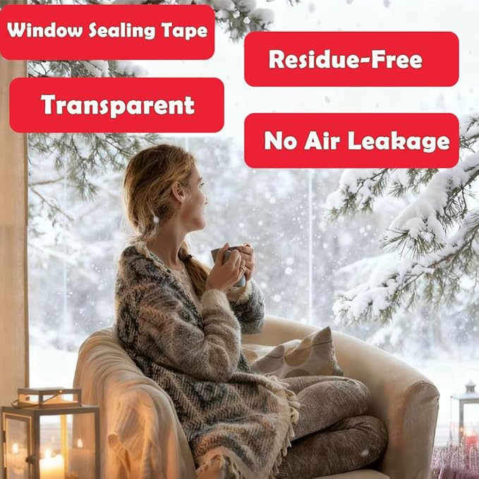 MRPAPA 2 Inch x 90 FT Window Sealing Tape,Airtight Insulation Tape That Blocks Drafts Residue-Free Clear Weather Stripping Windproof for Window/Door/Car (1)