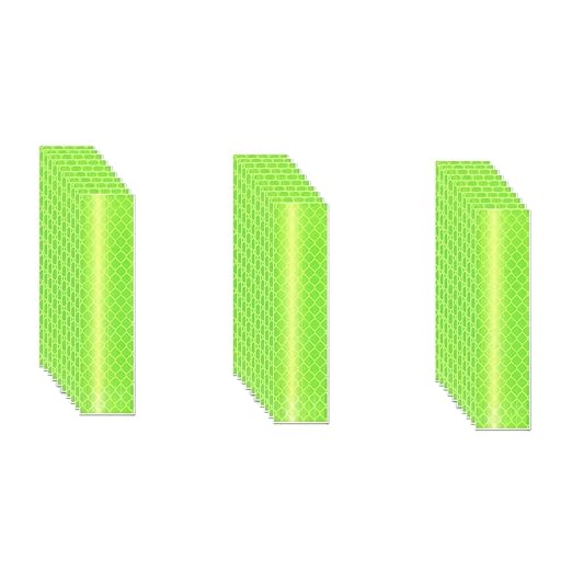 Fluorescent Reflective Stickers 1 inch X 4 inch, Outdoor Waterproof High Visibility Warning Safety Adhesive Reflector (30 Pcs)