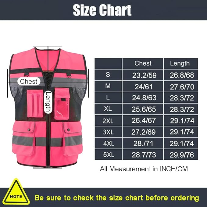 Safety Vest High Visibility Reflective Construction Vest for Men Women