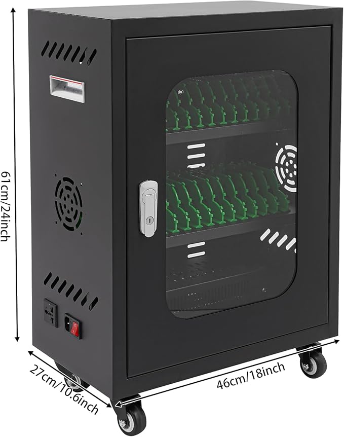 Cell Phone Locker 30 Slot Cellphone Charging Station Metal Cellphone Charging Cabinet Rechargeable Mobile Phone Cabinet for Office Classroom (30 Slot-Black)