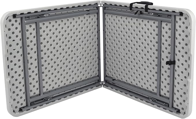 OEF Furnishings OEFCMFIH3060 Rectangular Commercial-Grade Premium Industrial Fold-in-Half Blow-Molded Folding Table with 18-Gauge Steel Frame and Thick Top (Rectangle, 30" × 60", Speckled Gray Top)