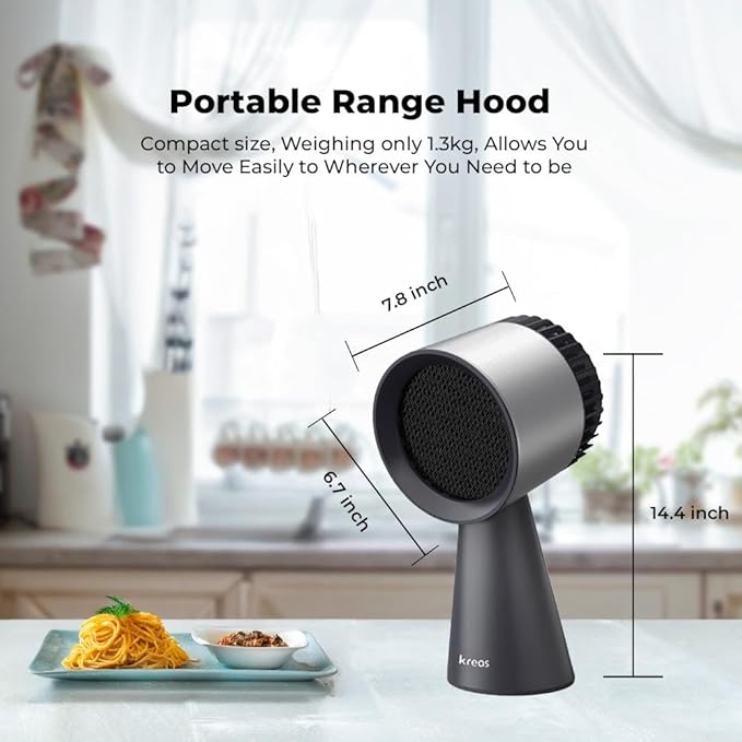 KREAS Portable Range Hood, Desktop Kitchen Exhaust Fan with 3 Speeds, Portable Kitchen Exhaust Fan, Oil Collection Cup, 10 Filters, Range Hood for Indoor, Outdoor, RV